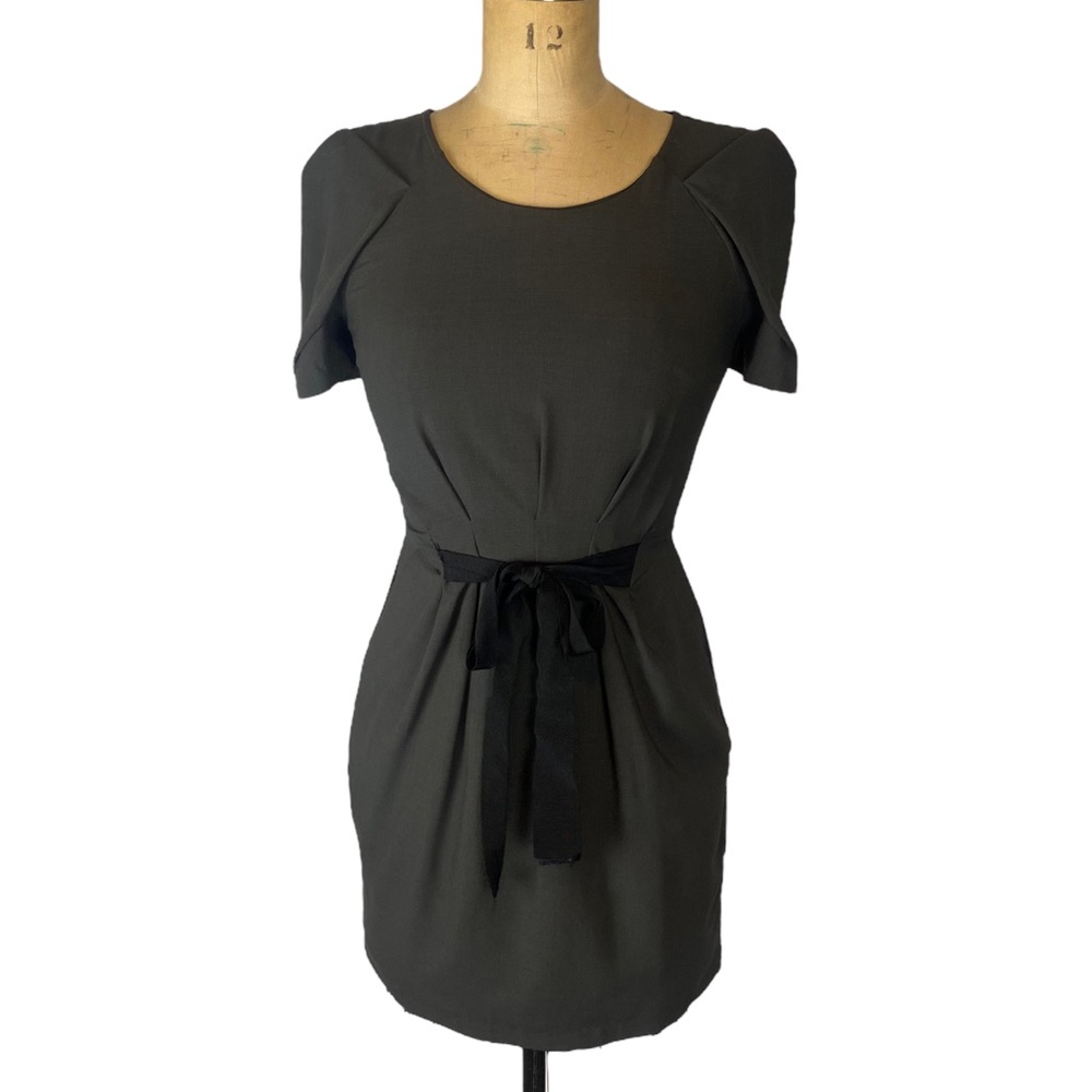 Ark & Co. Charcoal Tie Waist Structured Mini Dress Size S